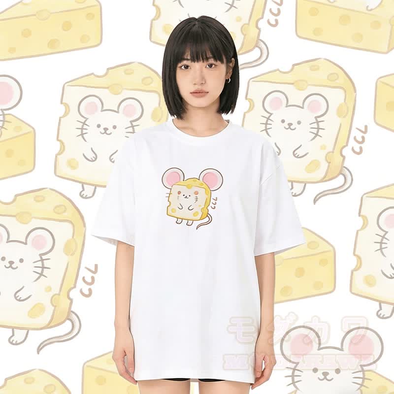 Modakawa T-Shirt mit Käsemaus-Motiv, 100 % Baumwolle - image 2