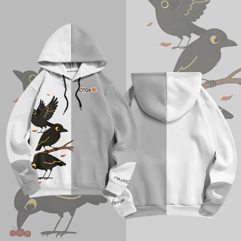 MODAKAWA Pullover-Hoodie mit Krähen-Grafik-Allover-Print - Grey - 6XL - image 2