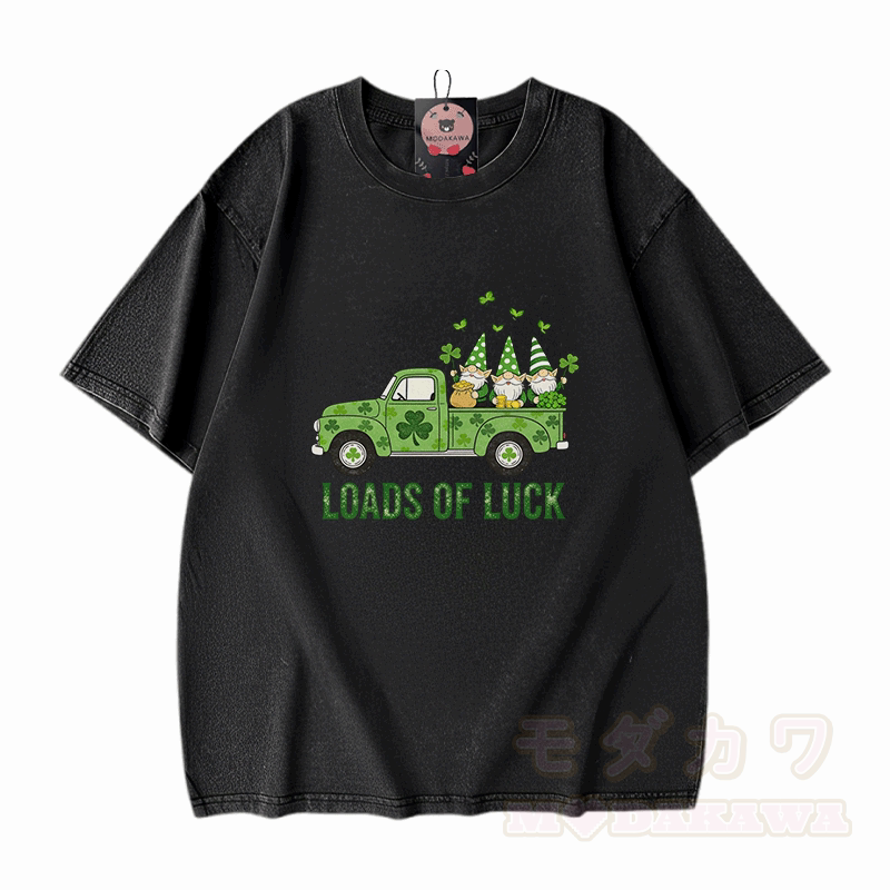 VIEL GLÜCK St. Pakrit's Day Autografik Modakawa Vintage gewaschenes T-Shirt aus 100% Baumwolle - Schwarz - 5XL - image 1