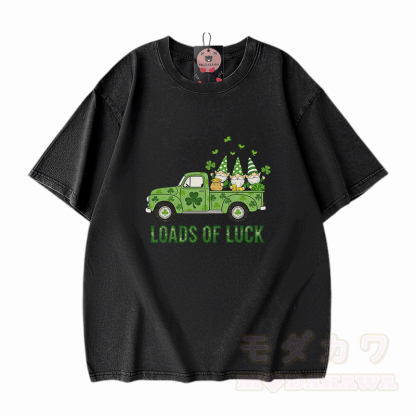VIEL GLÜCK St. Pakrit's Day Autografik Modakawa Vintage gewaschenes T-Shirt aus 100% Baumwolle - Schwarz - 5XL - image 1