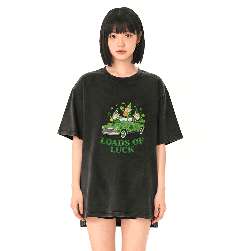 Viel Glück! Auto-St.-Pakrit-Tag-Grafik Modakawa Vintage gewaschenes T-Shirt aus 100 % Baumwolle - image 2