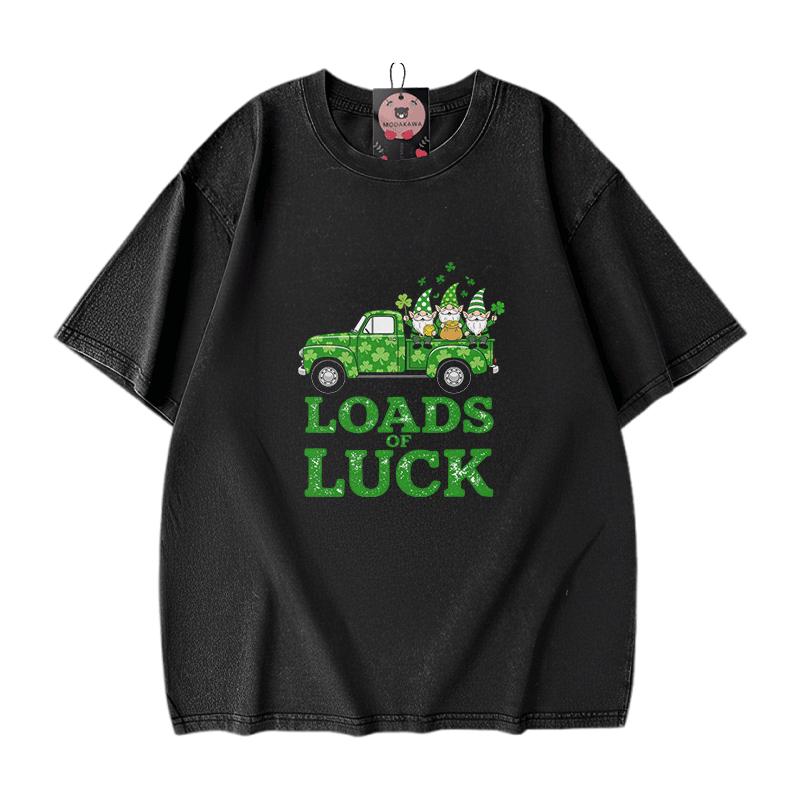 St. Pakrit-Tag – VIEL GLÜCK! Grafik: Modakawa Vintage Washed 100% Baumwolle T-Shirt - Black - 5XL - image 1