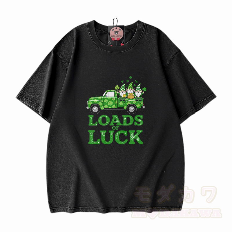 St. Pakrit-Tag – VIEL GLÜCK – Grafik Modakawa Vintage Washed 100% Baumwoll-T-Shirt - Schwarz - 5XL - image 1