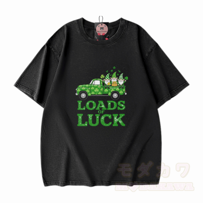 St. Pakrit-Tag – VIEL GLÜCK – Grafik Modakawa Vintage Washed 100% Baumwoll-T-Shirt - Schwarz - 5XL - image 1