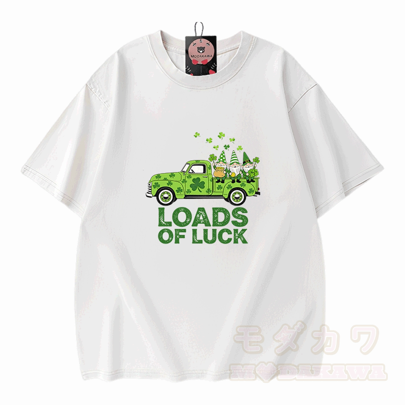 VIEL GLÜCK St. Pakrit's Day Grafik Modakawa Vintage gewaschenes T-Shirt aus 100% Baumwolle - Weiß - 5XL - image 3