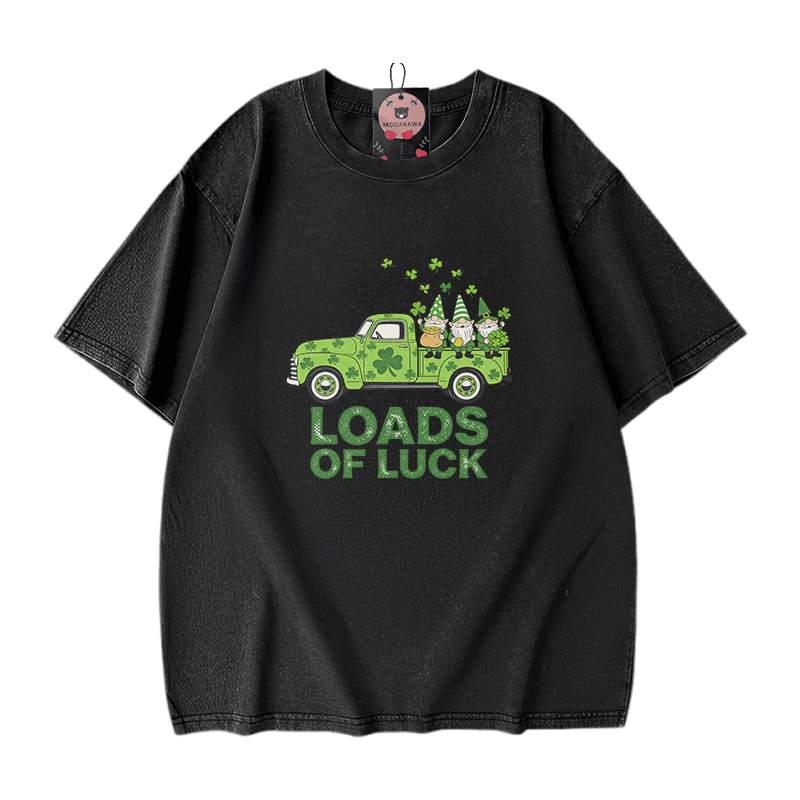 VIEL GLÜCK St. Pakrit's Day Grafik Modakawa Vintage gewaschenes T-Shirt aus 100% Baumwolle - Black - 5XL - image 1