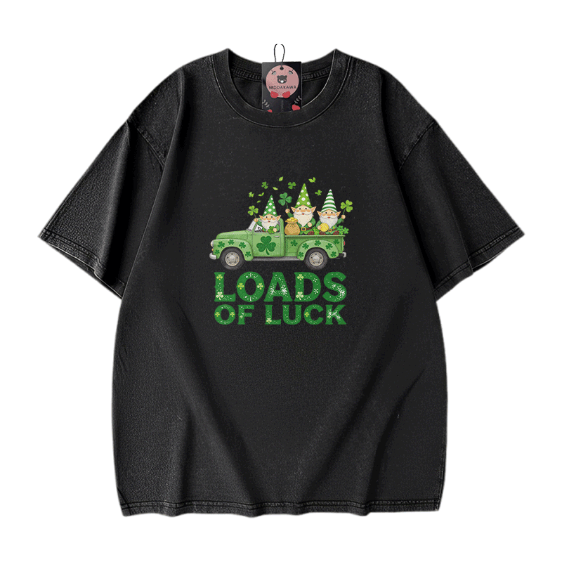 St. Pakrit-Tag – VIEL GLÜCK! Modakawa Vintage-T-Shirt aus 100 % Baumwolle mit Glücksmotiven. - Black - 5XL - image 1