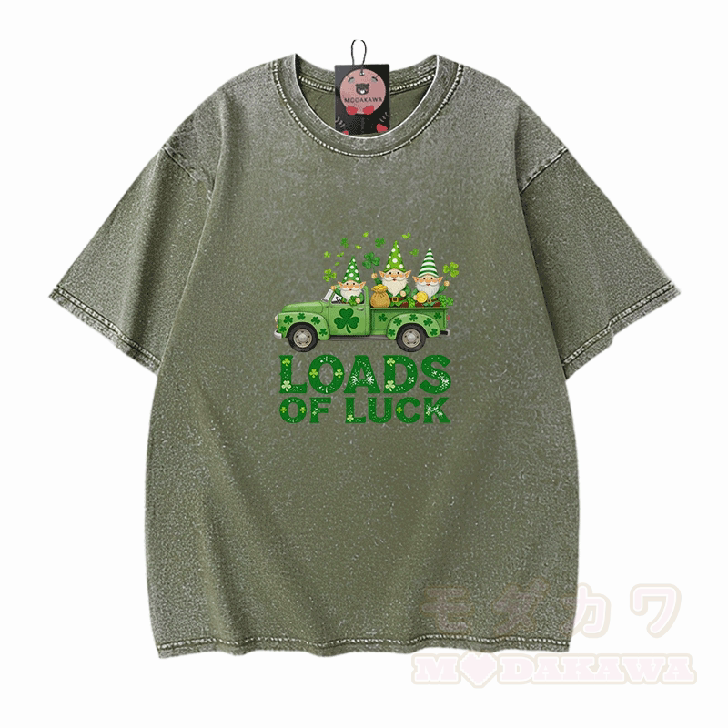 St. Pakrit-Tag – VIEL GLÜCK! Modakawa Vintage-T-Shirt aus 100 % Baumwolle mit Glücksmotiv im Used-Look. - Grün - 5XL - image 8