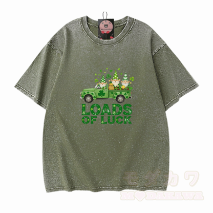 St. Pakrit-Tag – VIEL GLÜCK! Modakawa Vintage-T-Shirt aus 100 % Baumwolle mit Glücksmotiv im Used-Look. - Grün - 5XL - image 8