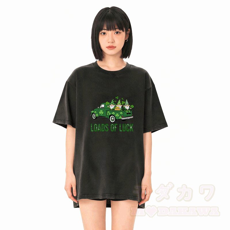 VIEL GLÜCK St. Pakrit's Day Glücksgrafik Modakawa Vintage gewaschenes T-Shirt aus 100% Baumwolle - image 2