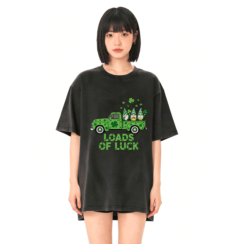 St. Pakrit's Day Lucky LOADS OF LUCK Graphic Modakawa Vintage Washed 100% Cotton T-Shirt - image 2