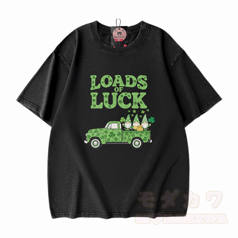 VIELE GLÜCK! Modakawa Vintage-T-Shirt aus 100 % Baumwolle mit Grafik zum St. Pakrit-Tag - Schwarz - 5XL - image 1