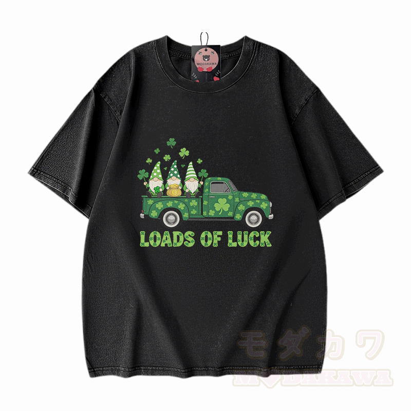 Glücks-St.-Pakrit-Tag – VIEL GLÜCK! Grafik-Modakawa-Vintage-T-Shirt aus 100 % Baumwolle (gewaschen). - Schwarz - 5XL - image 1