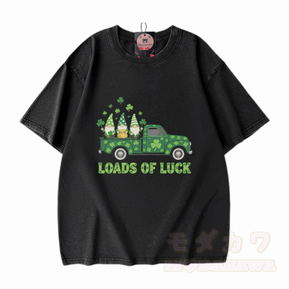 Glücks-St.-Pakrit-Tag – VIEL GLÜCK! Grafik-Modakawa-Vintage-T-Shirt aus 100 % Baumwolle (gewaschen). - Schwarz - 5XL - image 1