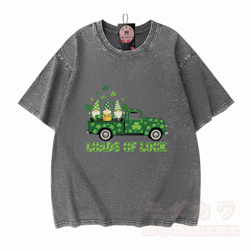 Glücks-St.-Pakrit-Tag – VIEL GLÜCK! Grafik-Modakawa-Vintage-T-Shirt aus 100 % Baumwolle (gewaschen). - Grau - 5XL - image 9