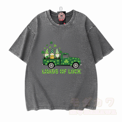 Glücks-St.-Pakrit-Tag – VIEL GLÜCK! Grafik-Modakawa-Vintage-T-Shirt aus 100 % Baumwolle (gewaschen). - Grau - 5XL - image 9