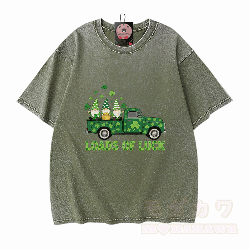 Glücks-St.-Pakrit-Tag – VIEL GLÜCK! Grafik-Modakawa-Vintage-T-Shirt aus 100 % Baumwolle (gewaschen). - Grün - 5XL - image 8