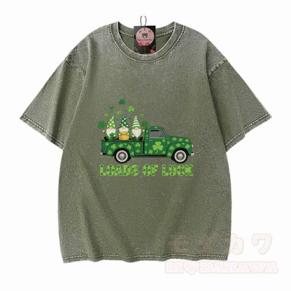 Glücks-St.-Pakrit-Tag – VIEL GLÜCK! Grafik-Modakawa-Vintage-T-Shirt aus 100 % Baumwolle (gewaschen). - Grün - 5XL - image 8