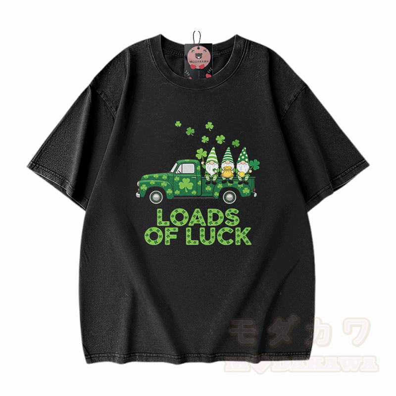 St. Pakrit-Tag – VIEL GLÜCK! Modakawa Vintage-T-Shirt aus 100 % Baumwolle mit Glücksgrafik. - Schwarz - 5XL - image 1