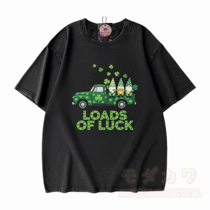 St. Pakrit-Tag – VIEL GLÜCK! Modakawa Vintage-T-Shirt aus 100 % Baumwolle mit Glücksgrafik. - Schwarz - 5XL - image 1