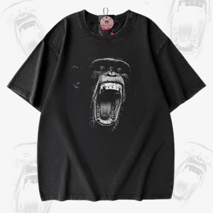 Roaring Ape Graphic Modakawa Unisex Vintage Washed T-Shirt - Black - 5XL - image 1