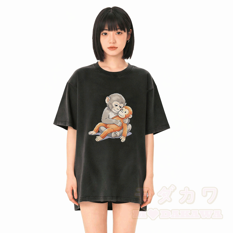 PUNCH Monkey Doll Grafik Modakawa Vintage gewaschenes T-Shirt aus 100% Baumwolle - image 2