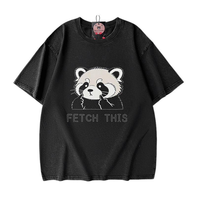 Hol dir dieses Panda-Grafik-Modakawa-Vintage-T-Shirt aus 100 % Baumwolle (gewaschen). - Black - 5XL - image 1