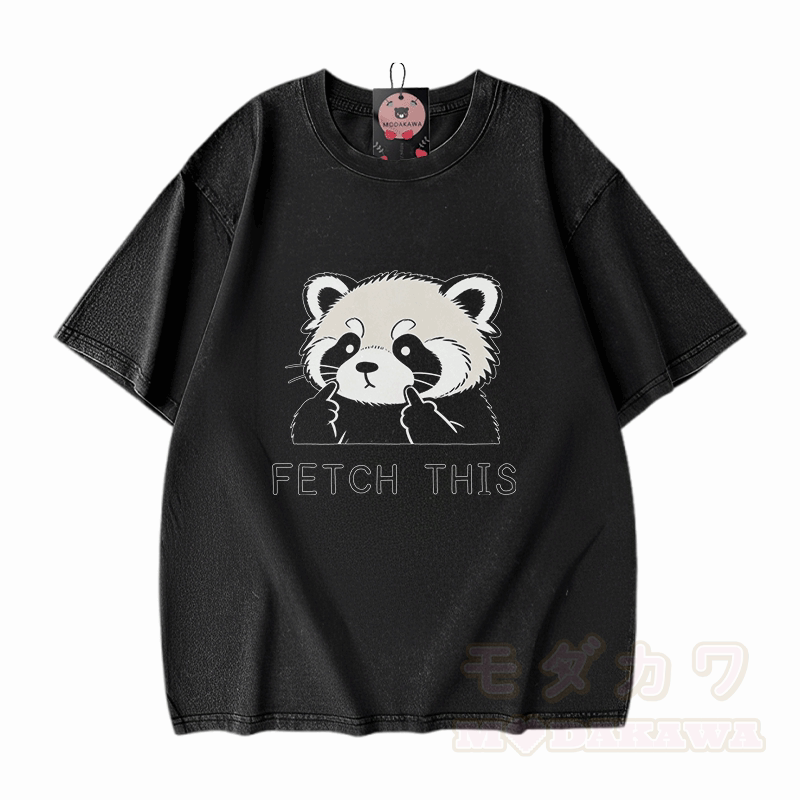 Hol dir dieses Panda-Grafik-Modakawa-Vintage-T-Shirt aus 100 % Baumwolle (gewaschen). - Schwarz - 5XL - image 1