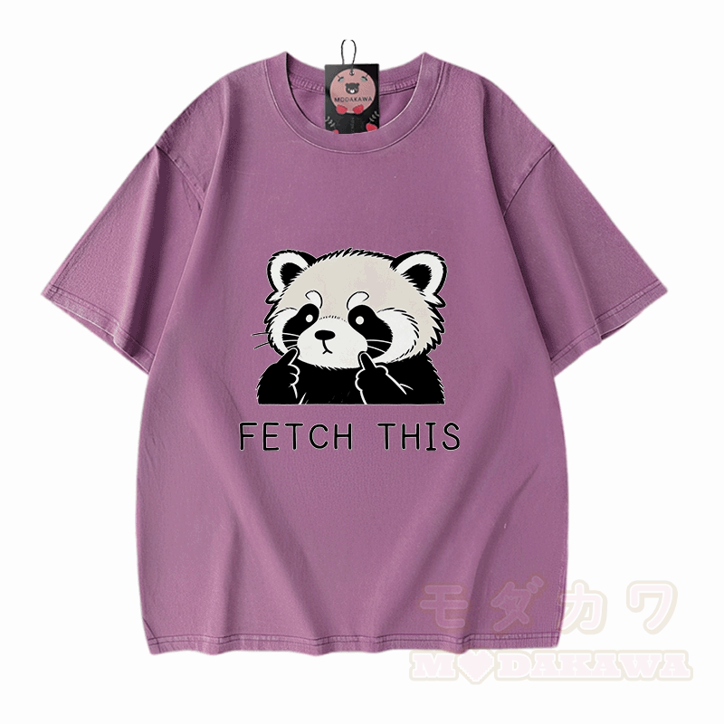 Hol dir dieses Panda-Grafik-Modakawa-Vintage-T-Shirt aus 100 % Baumwolle (gewaschen). - Lila - 5XL - image 6