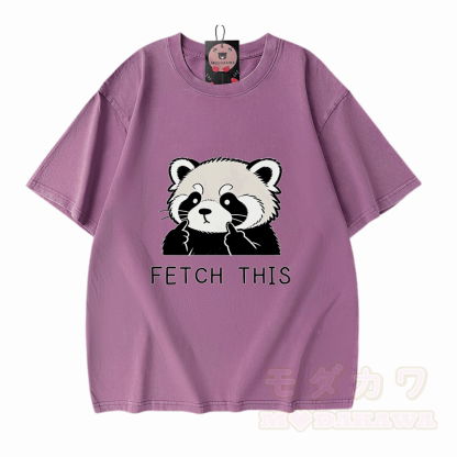 Hol dir dieses Panda-Grafik-Modakawa-Vintage-T-Shirt aus 100 % Baumwolle (gewaschen). - Lila - 5XL - image 6