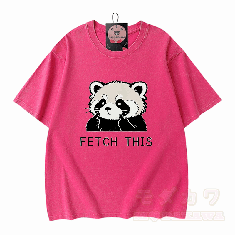 Hol dir dieses Panda-Grafik-Modakawa-Vintage-T-Shirt aus 100 % Baumwolle (gewaschen). - Rosenrot - 5XL - image 5