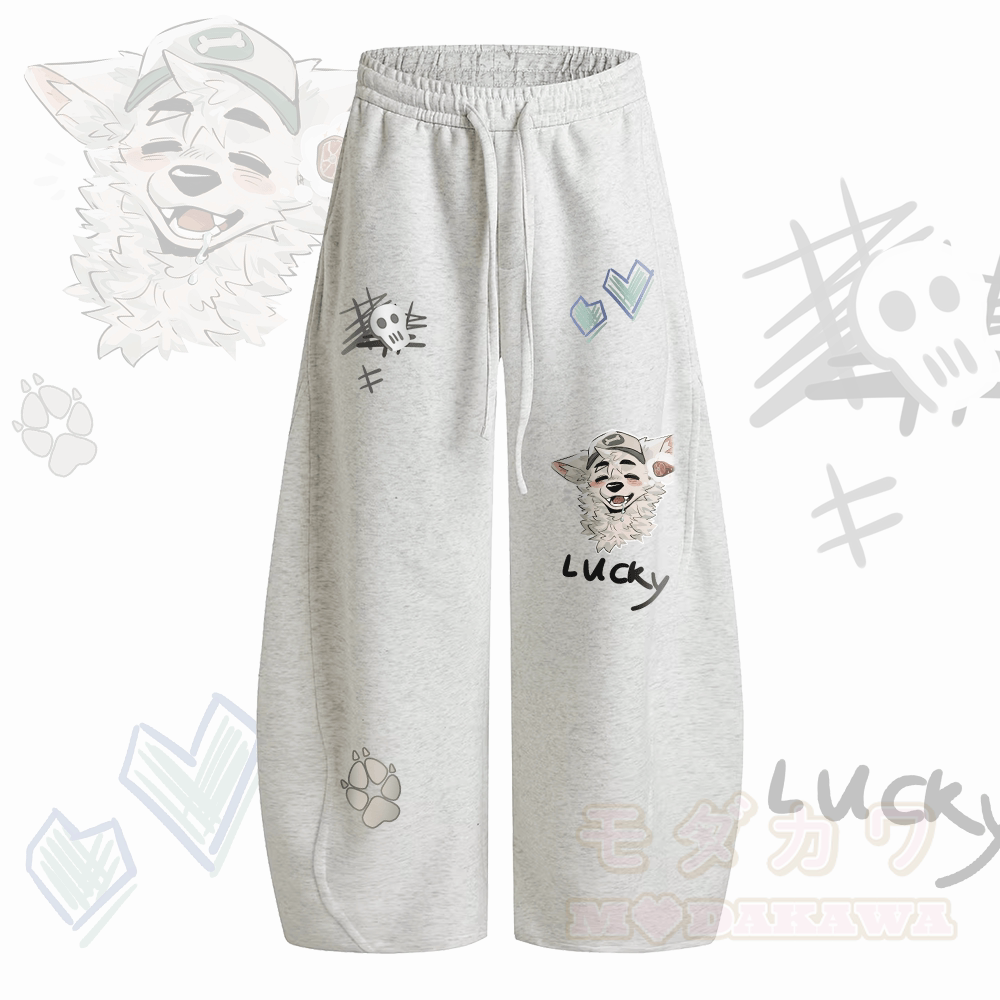 MODAKAWA X atka Fox Wants Meat Grafik Weite Bein Kordelzughose - Grau - 2XL - image 2