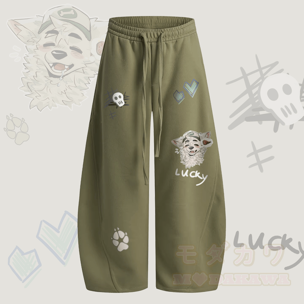 MODAKAWA X atka Fox Wants Meat Grafik Weite Bein Kordelzughose - Grün - 2XL - image 1