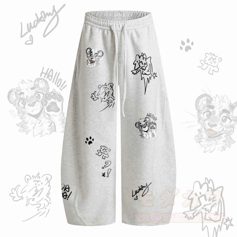 MODAKAWA X atka Cheeky Tiger Face Graphic Wide Leg Drawstring Pants - Grau - 2XL - image 2