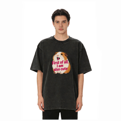Modakawa Vintage T-Shirt mit Hamster-Motiv, gewaschen aus 100 % Baumwolle - image 1