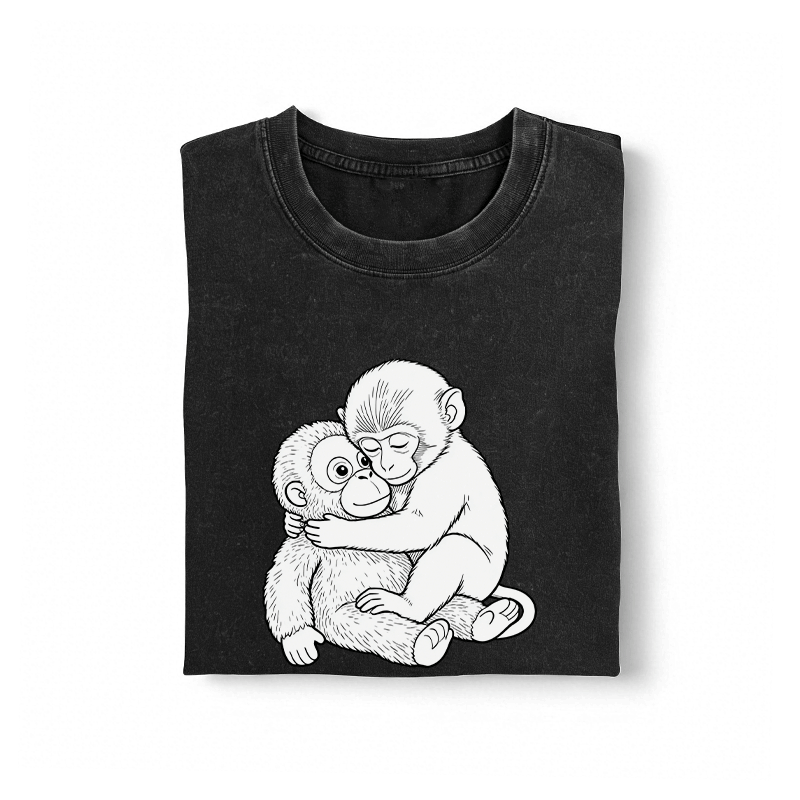 Modakawa Vintage T-Shirt mit Affenmotiv, gewaschen aus 100 % Baumwolle - image 1