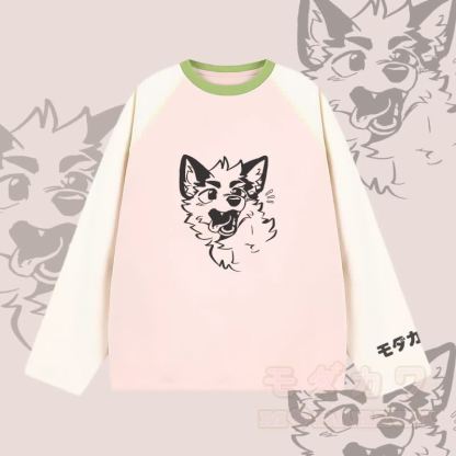 MODAKAWA X atka Surprised Fox Graphic Farben Block Raglan Sleeve Long Sleeve T-Shirt - Rosa - 2XL - image 3