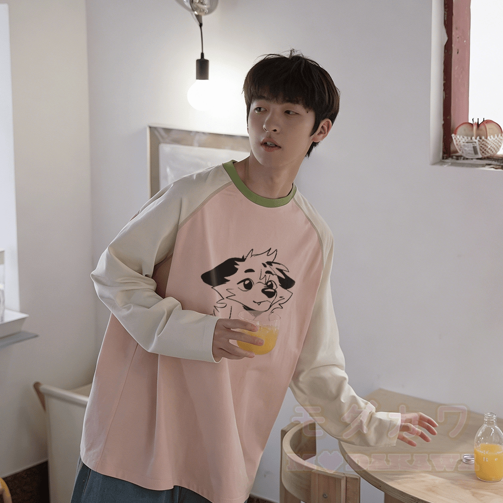 MODAKAWA X atka Fox Graphic Farben Block Raglan Langarm-T-Shirt - image 1