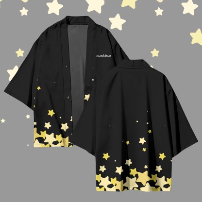 Modakawa Cardigan mit Sternenmuster und Farben -Design, Kimono-Oberbekleidung - Black - 3XL - image 2