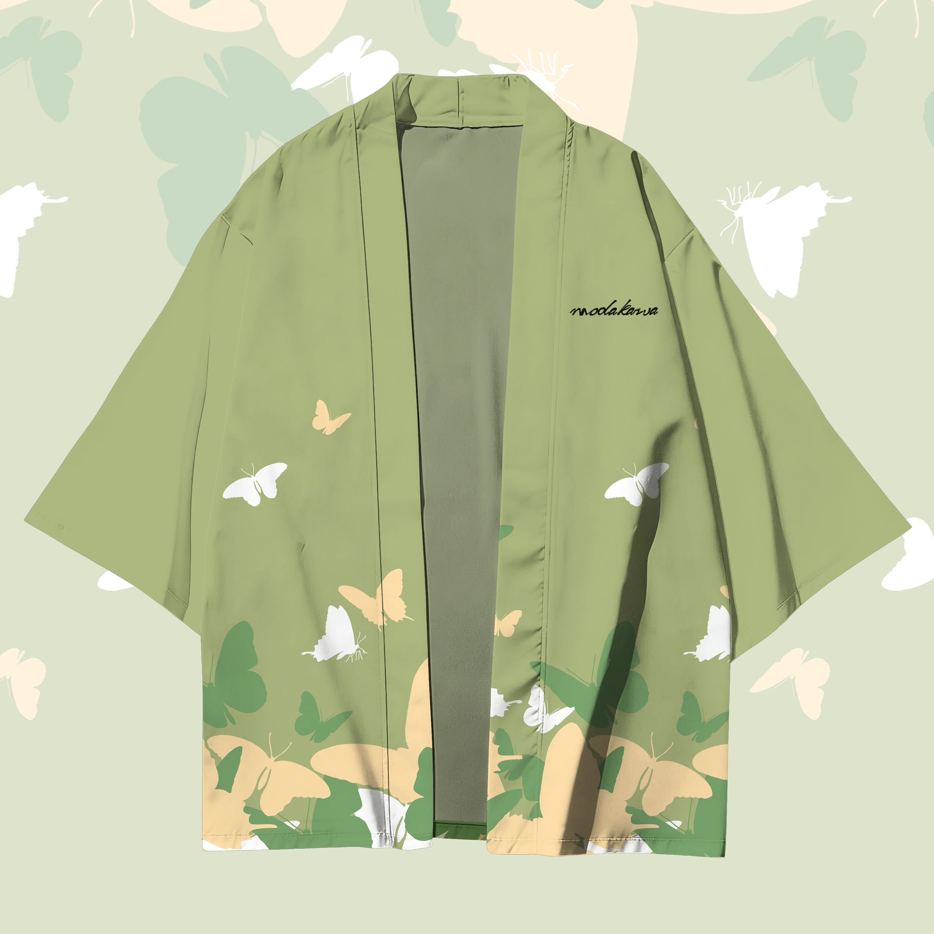 Modakawa Cardigan mit Farben , Kimono-Oberbekleidung - Green - 3XL - image 1