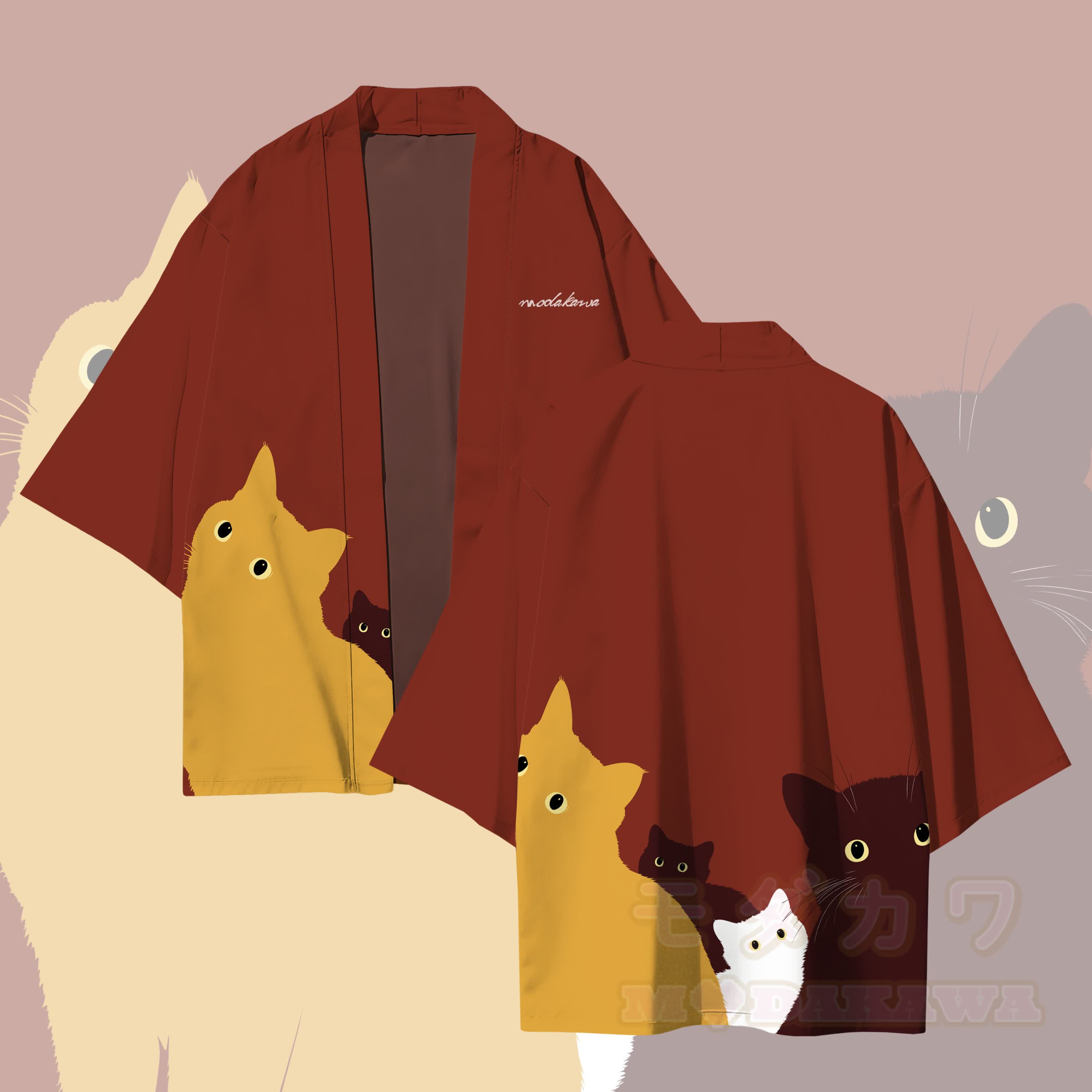 Modakawa Cardigan mit Farben , Kimono-Oberbekleidung - Rot - 3XL - image 3