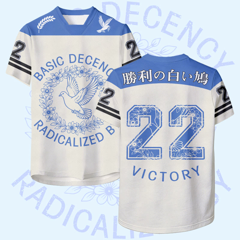 VICTORY Peace Dove Graphic Modakawa Unisex Jersey T-Shirt - Blue - 6XL - image 1