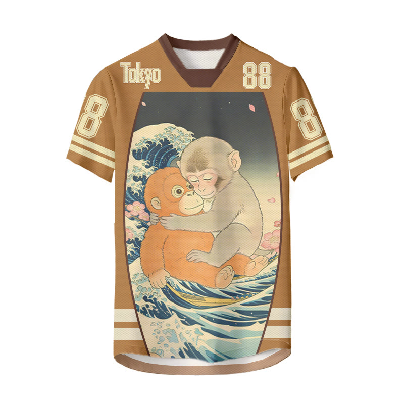 TOKYO PUNCH Monkey Graphic Modakawa Unisex Jersey T-Shirt - Yellow - 6XL - image 1