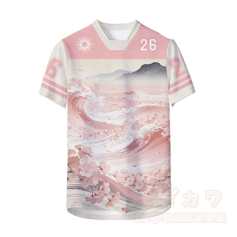 Ukiyo-e Sakura Wave Grafik Modakawa Unisex Jersey T-Shirt - image 3