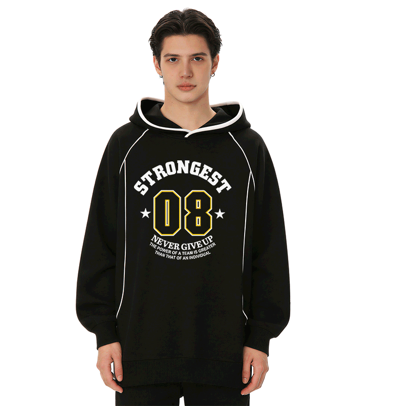 STRONGEST Nummer Grafik Raglanärmel Oversized Pullover Hoodie - image 1
