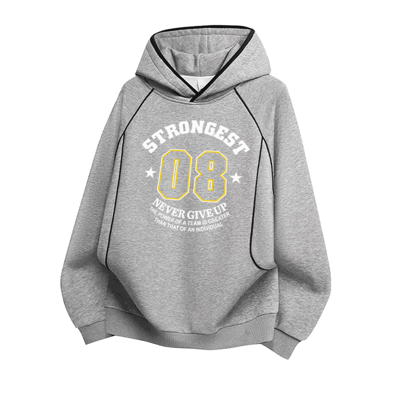 STRONGEST Nummer Grafik Raglanärmel Oversized Pullover Hoodie - Grey - 3XL - image 3