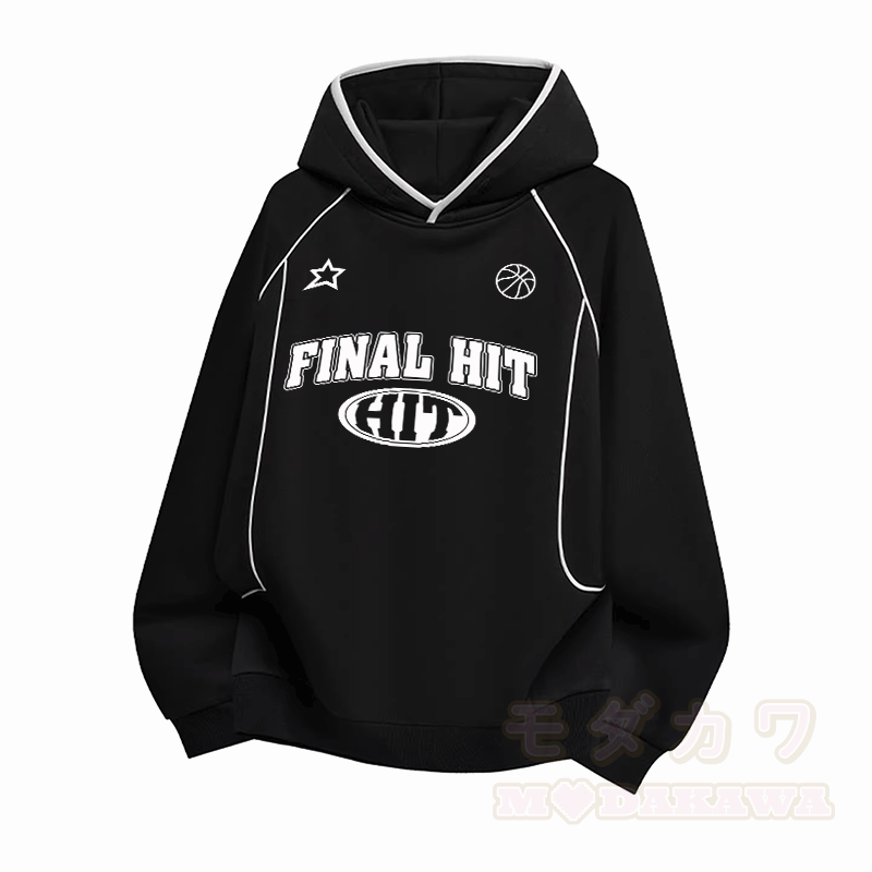FINAL HIT Graphic Modakawa Raglan Sleeve Oversized Pullover Hoodie - Schwarz - 3XL - image 2
