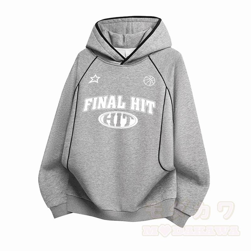 FINAL HIT Graphic Modakawa Raglan Sleeve Oversized Pullover Hoodie - Grau - 3XL - image 3