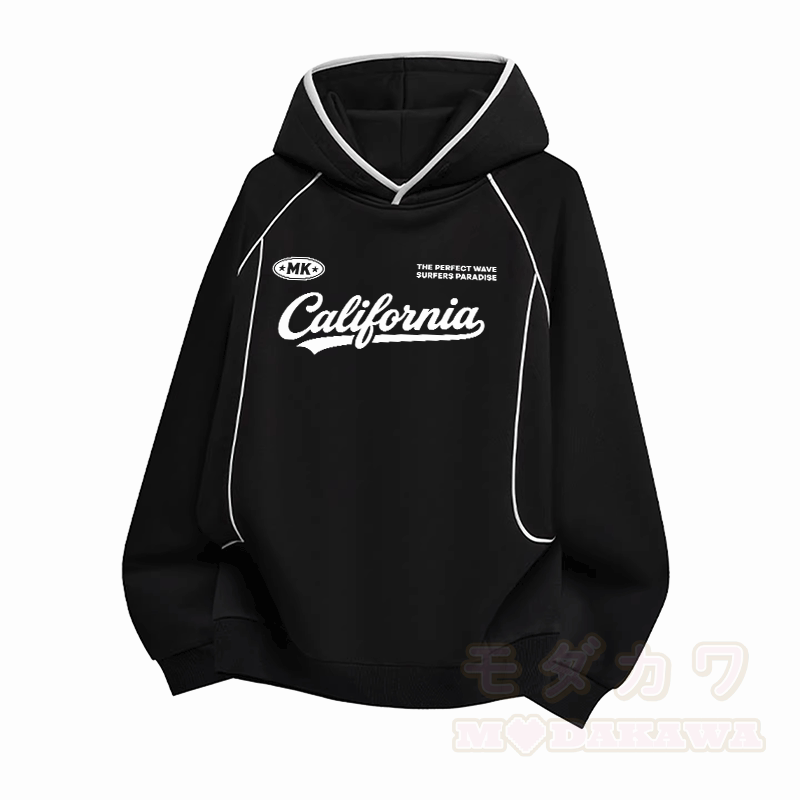 Modakawa Oversize-Pullover-Hoodie mit kalifornischem Grafikmuster und Raglanärmeln - Schwarz - 3XL - image 2