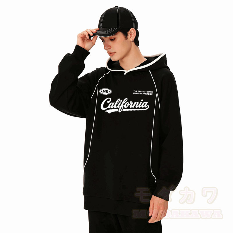 Modakawa Oversize-Pullover-Hoodie mit kalifornischem Grafikmuster und Raglanärmeln - image 1